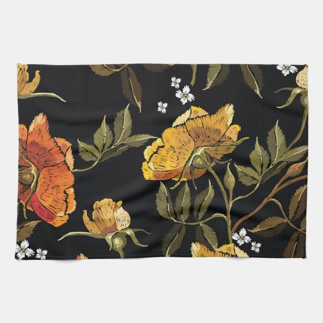 Patchwork Gentle: Hand Drawing Design Tea Towel (Horizontal)