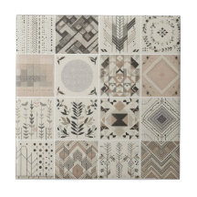 Patchwork Geometric Oatmeal Vintage Leaf 