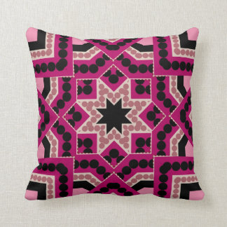 Patchwork Geometric Star Hot Pink Cushion