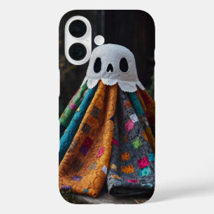 Patchwork Ghost Halloween iPhone 16 Case