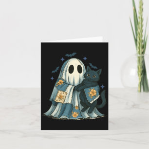 Patchwork Ghost Quilting Halloween Black Cat Card