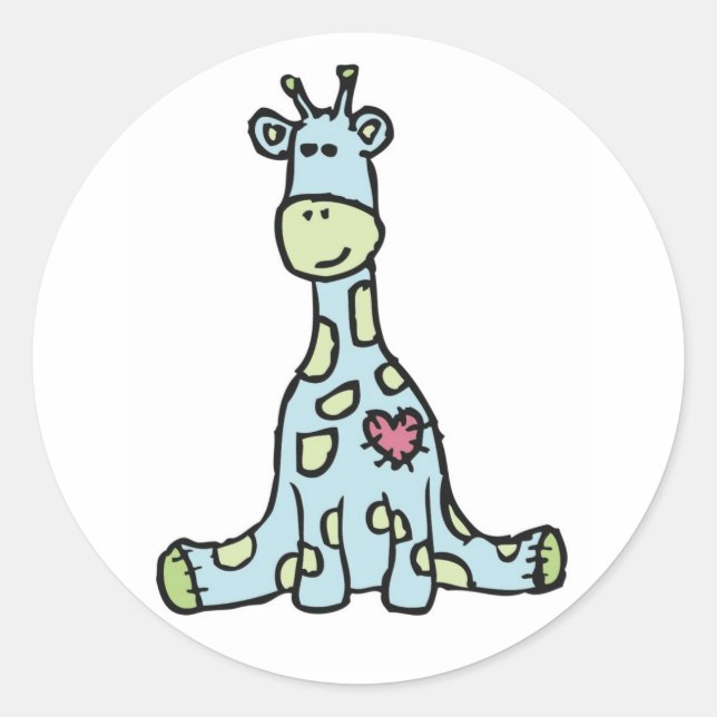 Patchwork Giraffe Stickers - Blue & Green (Front)