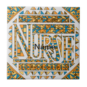 Patchwork gold nurse  ceramic tile