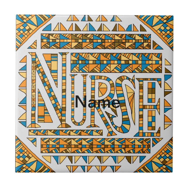 Patchwork gold nurse  ceramic tile (Front)