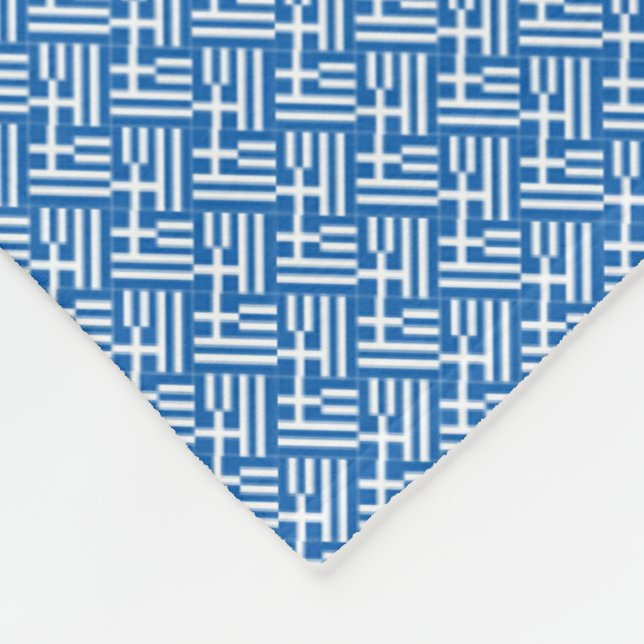 Patchwork Greece Flag Pattern  Fleece Blanket (Corner)