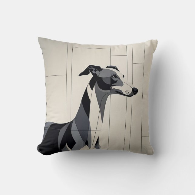 Patchwork Greyhound Elegant Minimalistic Cushion (Front)