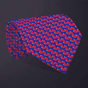 Patchwork Haiti Flag Pattern  Tie