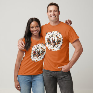 Patchwork Halloween Bat in Autumn Colors T-Shirt