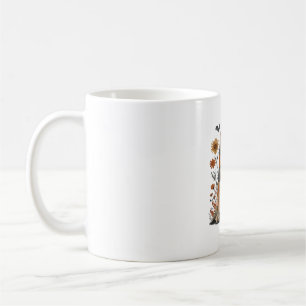 Patchwork Halloween Ghost and Cat , Retro Spooky F Coffee Mug