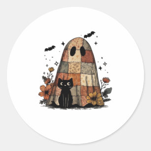Patchwork Halloween Ghost black cat Essential T-Sh Classic Round Sticker
