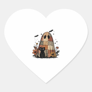 Patchwork Halloween Ghost black cat Essential T-Sh Heart Sticker