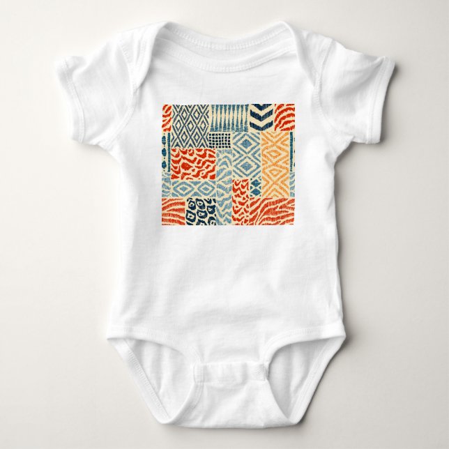 Patchwork Hand Drawn Textures Collection Baby Bodysuit (Front)
