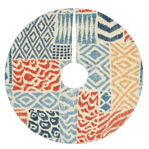 Patchwork Hand Drawn Textures Collection Brushed Polyester Tree Skirt