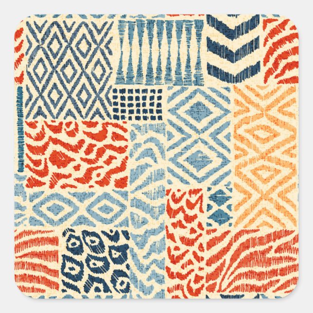 Patchwork Hand Drawn Textures Collection Square Sticker (Front)