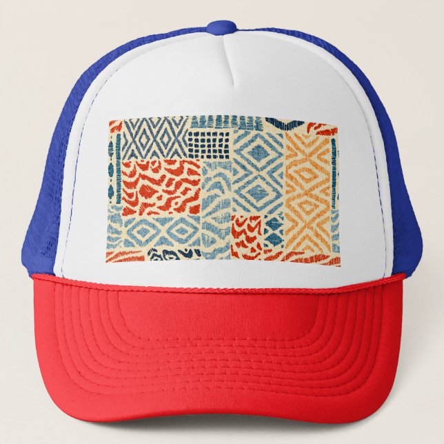 Patchwork Hand Drawn Textures Collection Trucker Hat (Front)