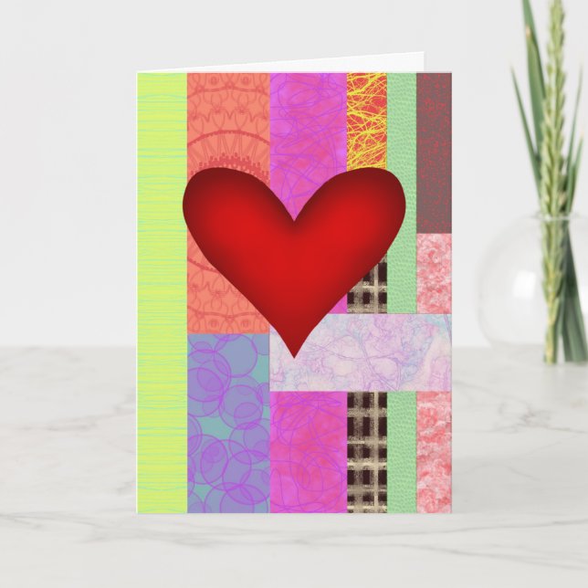 Patchwork heart holiday card (Front)