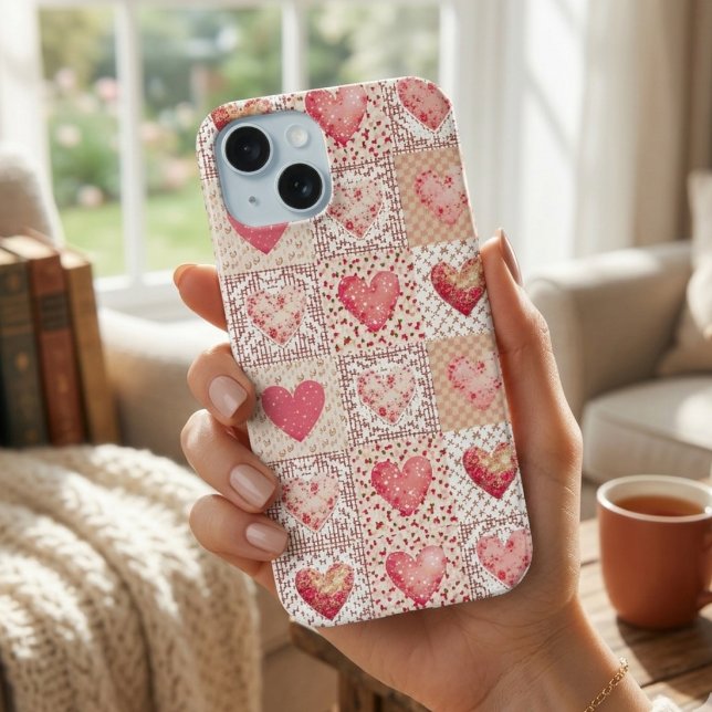 Patchwork Heart Pattern iPhone 15 Case (Creator Uploaded)