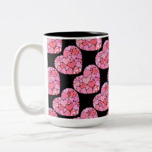 Patchwork Hearts Black Coffee Mug