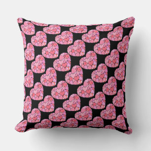 Patchwork Hearts Throw Pillow