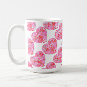 Patchwork Hearts White Coffee Mug
