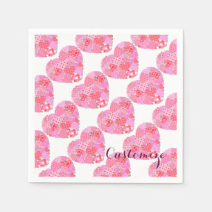 Patchwork Hearts White Napkins