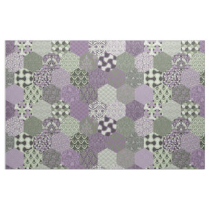 Patchwork Hexagons Lavender and Sage Fabric