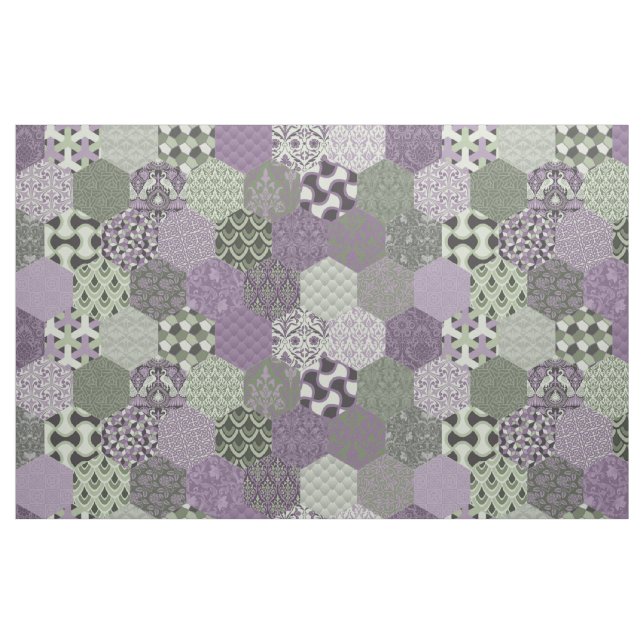 Patchwork Hexagons Lavender and Sage Fabric (Fat Quarter)