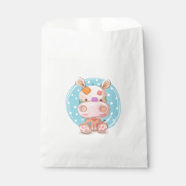 Patchwork Hippo Blue Favour Bag (Front)