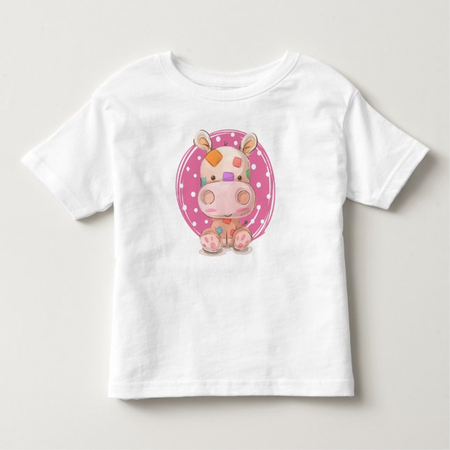Patchwork Hippo Pink Toddler T-Shirt (Front)