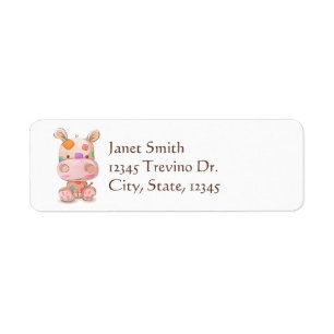 Patchwork Hippo Return Address Label