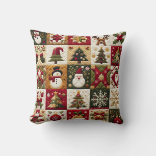 Patchwork Holiday Charm Christmas Pillow