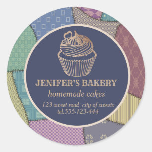 Patchwork Homemade cupcakes and sweets Classic Round Sticker
