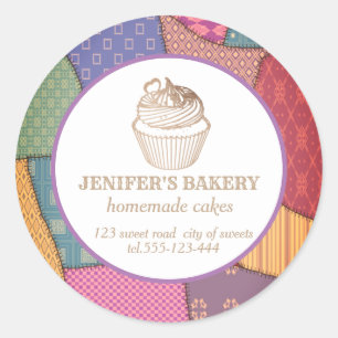 Patchwork Homemade cupcakes and sweets Classic Round Sticker