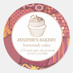 Patchwork Homemade cupcakes and sweets Classic Round Sticker