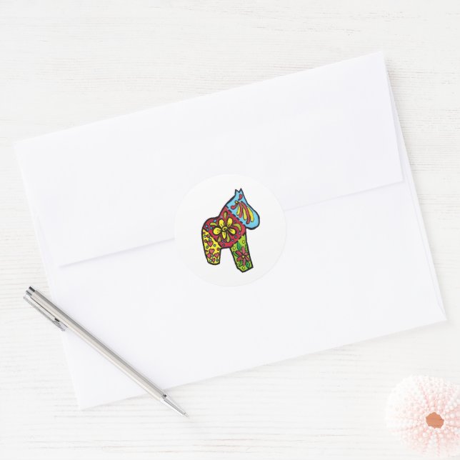 Patchwork Horse Classic Round Sticker (Envelope)