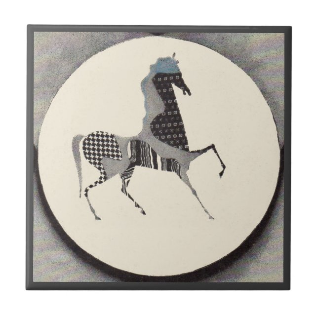  patchwork horse print ceramic tile (Front)