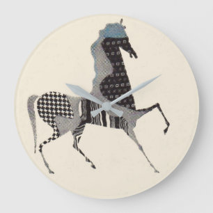 patchwork horse print large clock