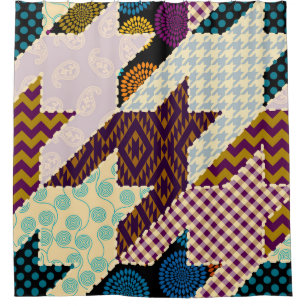 Patchwork Hounds-tooth: Vintage Seamless Backgroun Shower Curtain