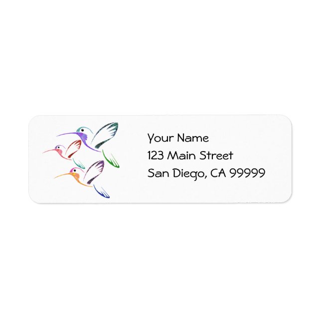 Patchwork Hummingbird Trio Return Address Label (Front)