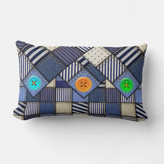 Patchwork Image Lumbar Cushion (Front)