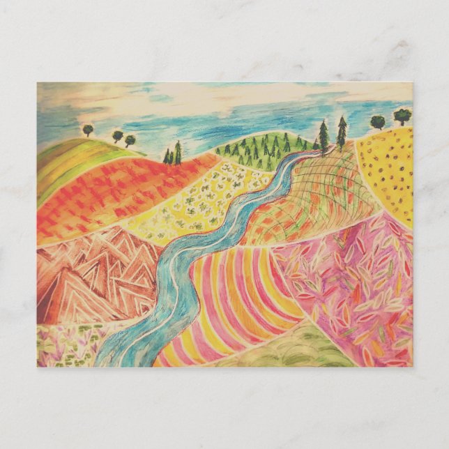 Patchwork Landscape Postcard (Front)