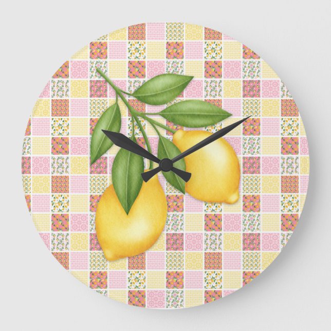 Patchwork Lemon Large Clock (Front)