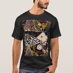 Patchwork Leopard: Ethnic Lining Design. T-Shirt