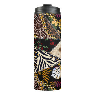 Patchwork Leopard: Ethnic Lining Design. Thermal Tumbler