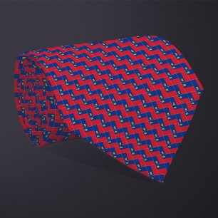 Patchwork Liechtenstein Flag Pattern Tie