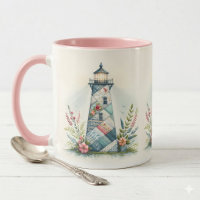Patchwork Lighthouse Coastal Floral Scene