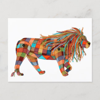 Patchwork Lion Holiday Postcard