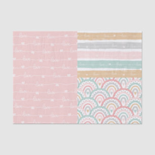 Patchwork Love Hearts Rainbow Pastel Tissue Paper