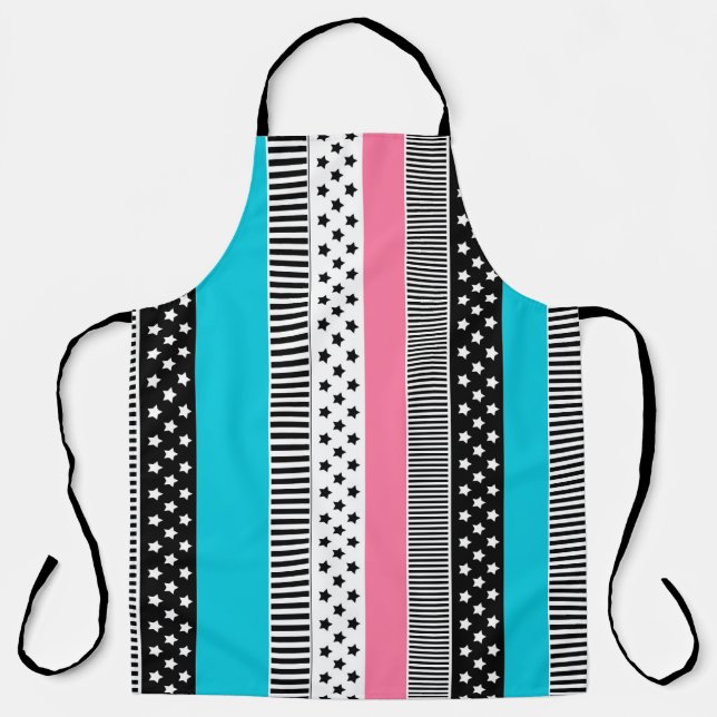 Patchwork made of multi-coloured strips of fabric  apron (Front)