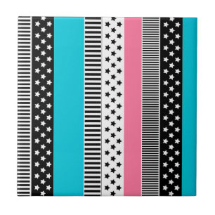 Patchwork made of multi-coloured strips of fabric  ceramic tile